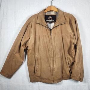 Weatherproof Tan Faux Suede‎ Full Zip Jacket Mens Size Large Vintage